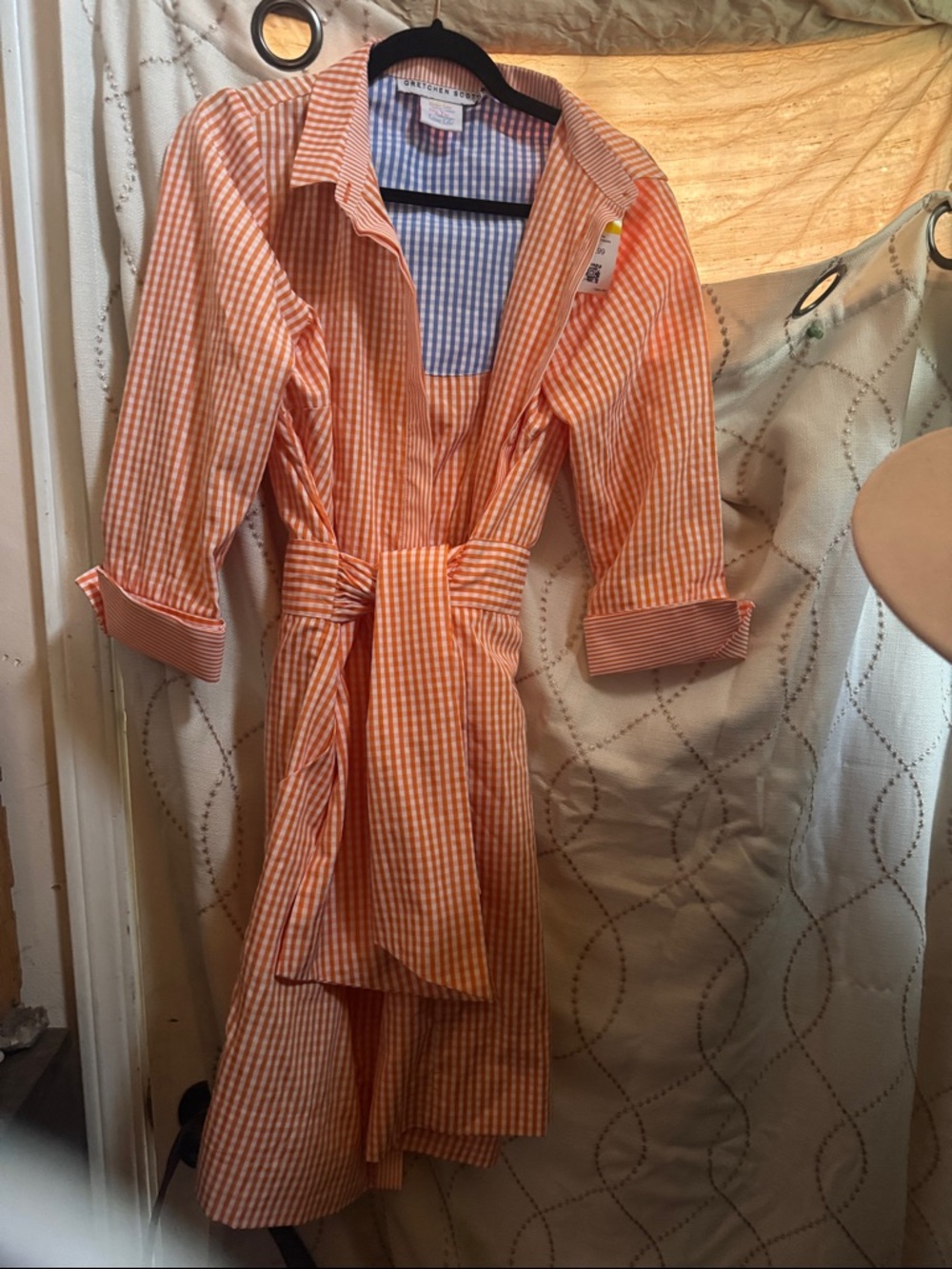 Gretchen Scott Designs Blue and Orange Gingham Shirt